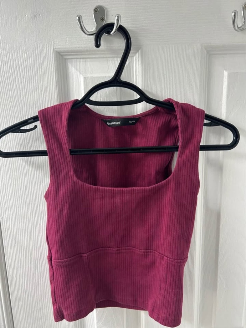 Bluenotes Burgundy Ribbed Cropped Tank Top, Size XS